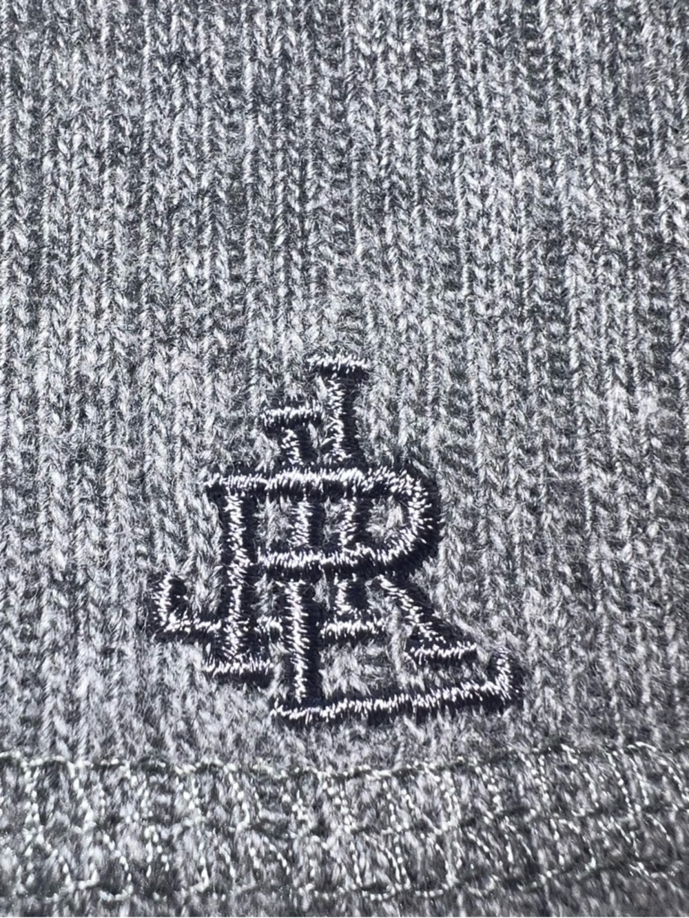 Lauren Ralph Lauren Ribbed Mock Neck Sweater Gray Cotton Logo Size L - Picture 6 of 9
